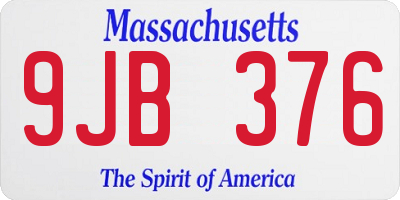 MA license plate 9JB376