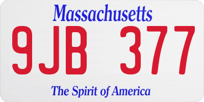 MA license plate 9JB377