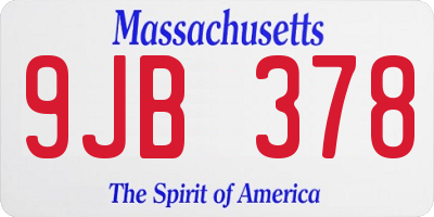 MA license plate 9JB378
