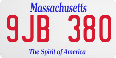 MA license plate 9JB380