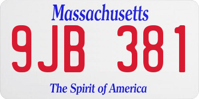 MA license plate 9JB381