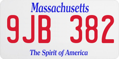 MA license plate 9JB382