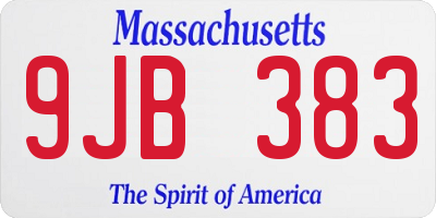 MA license plate 9JB383
