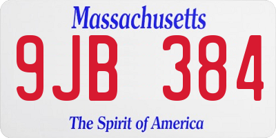 MA license plate 9JB384