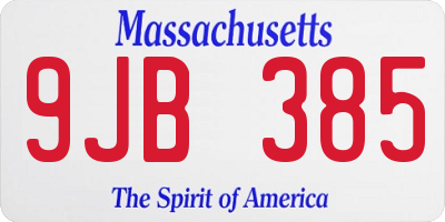 MA license plate 9JB385