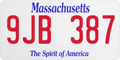MA license plate 9JB387