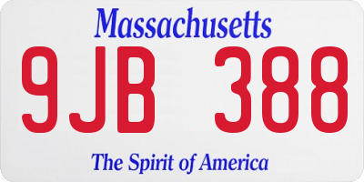 MA license plate 9JB388