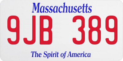 MA license plate 9JB389