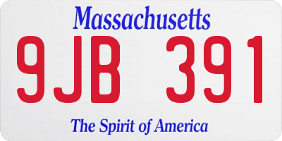 MA license plate 9JB391