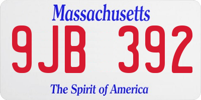 MA license plate 9JB392