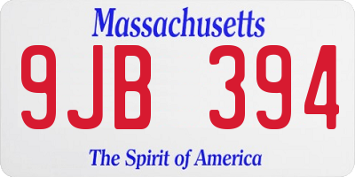 MA license plate 9JB394