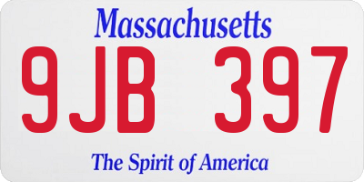 MA license plate 9JB397