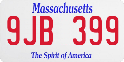 MA license plate 9JB399