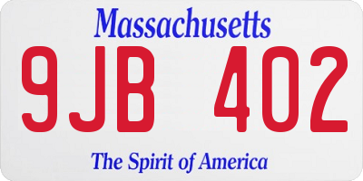 MA license plate 9JB402
