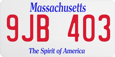 MA license plate 9JB403