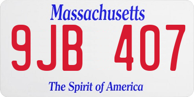 MA license plate 9JB407