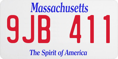 MA license plate 9JB411