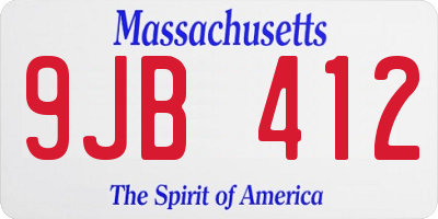 MA license plate 9JB412