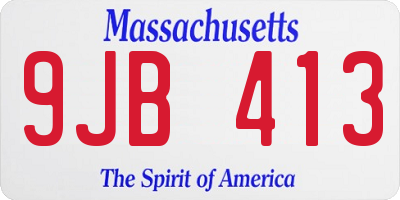 MA license plate 9JB413