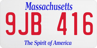 MA license plate 9JB416