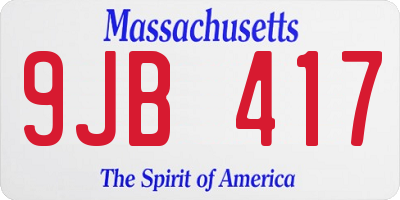 MA license plate 9JB417