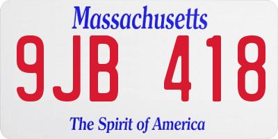 MA license plate 9JB418