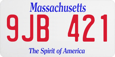 MA license plate 9JB421