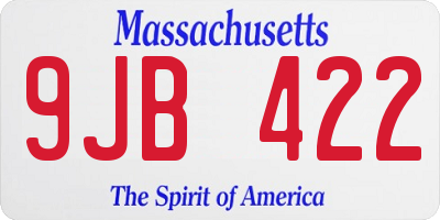 MA license plate 9JB422