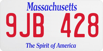 MA license plate 9JB428