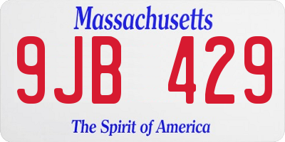 MA license plate 9JB429