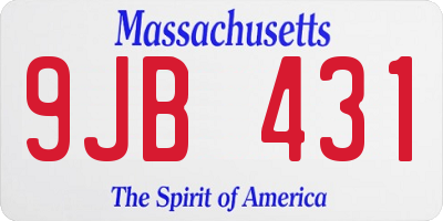 MA license plate 9JB431