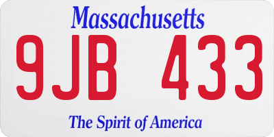 MA license plate 9JB433