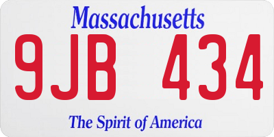 MA license plate 9JB434