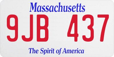 MA license plate 9JB437