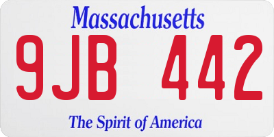 MA license plate 9JB442