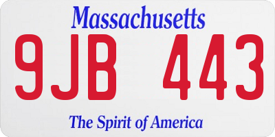 MA license plate 9JB443