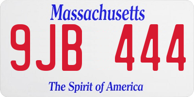 MA license plate 9JB444