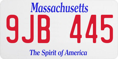 MA license plate 9JB445