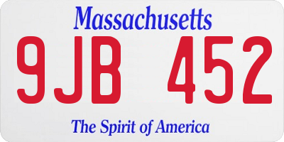 MA license plate 9JB452
