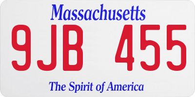 MA license plate 9JB455
