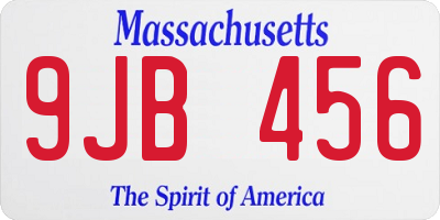 MA license plate 9JB456