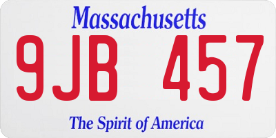MA license plate 9JB457