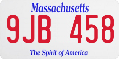 MA license plate 9JB458