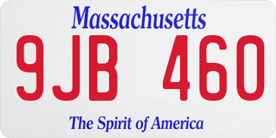 MA license plate 9JB460