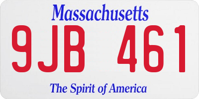 MA license plate 9JB461