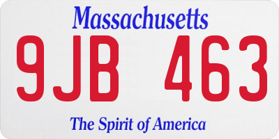 MA license plate 9JB463