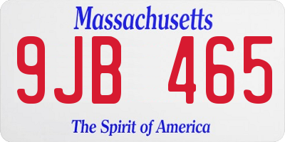 MA license plate 9JB465