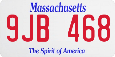 MA license plate 9JB468