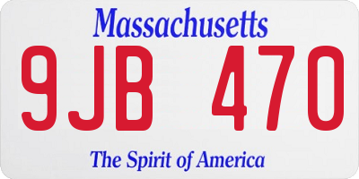 MA license plate 9JB470