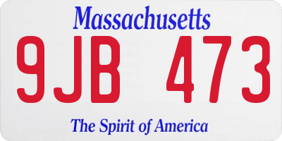 MA license plate 9JB473